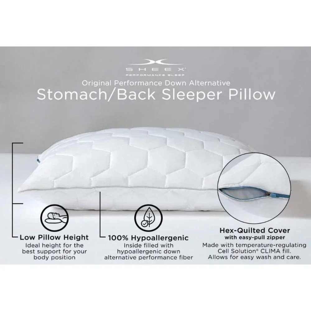 NWT 0903 SHEEX 2PK Original Performance Bedding Sleeper Pillow Standar/Queen